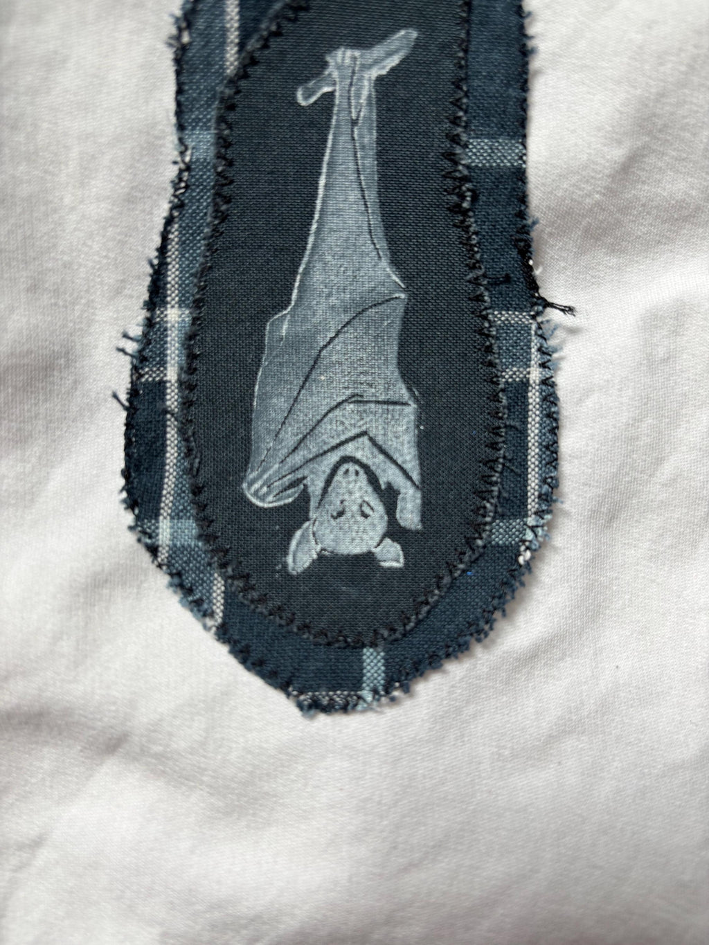 Bat linocut patch block print