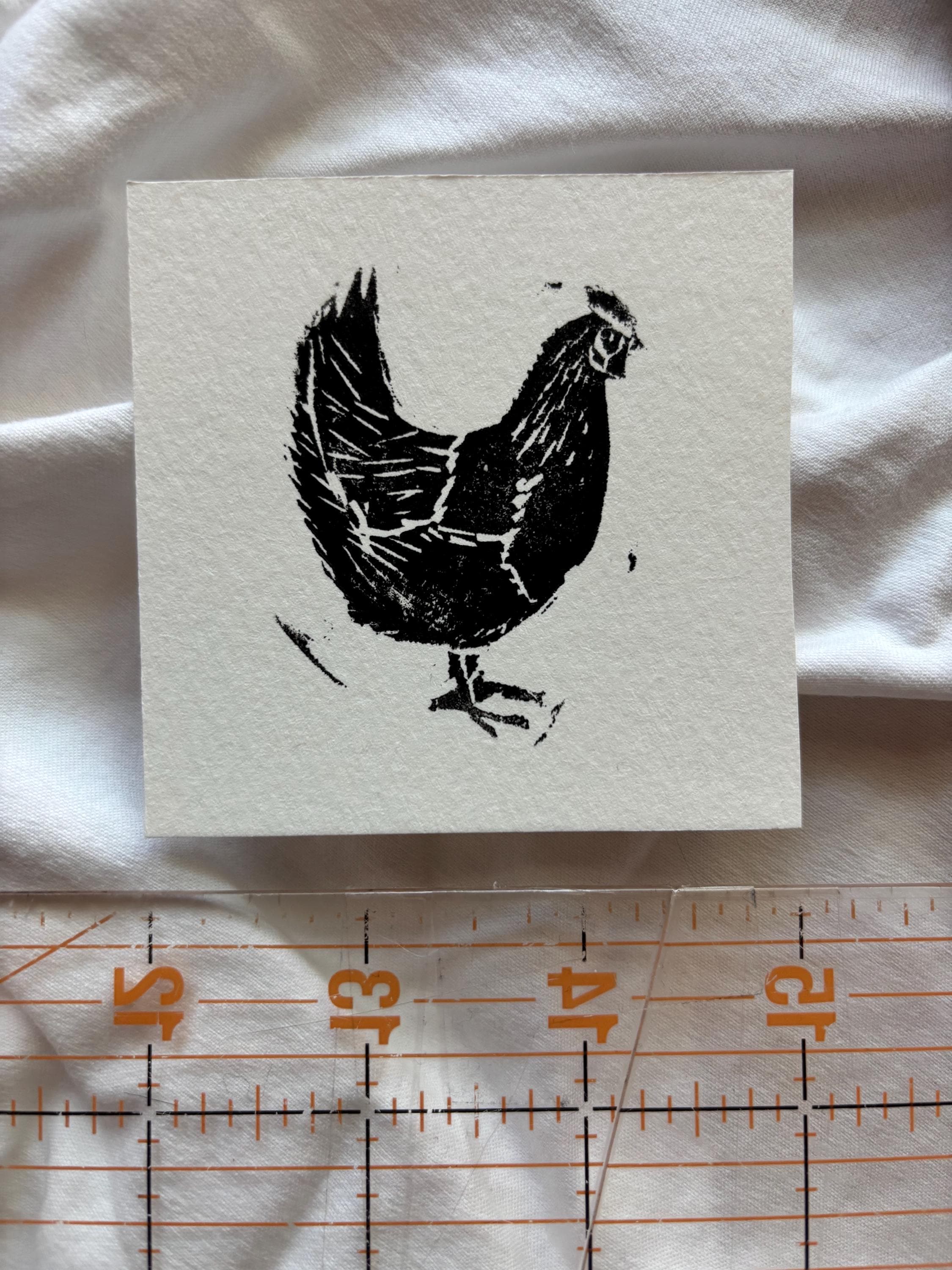 Hand carved farm block prints - tractor, chicken, vegetable / radish