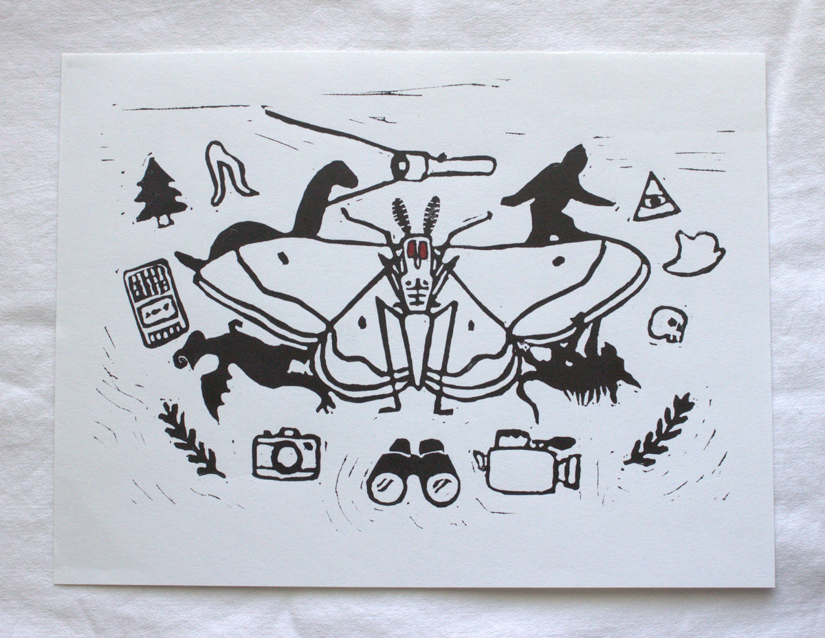 Cryptid Linocut Print