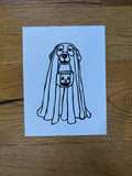 Golden Retriever Ghost Linocut Print