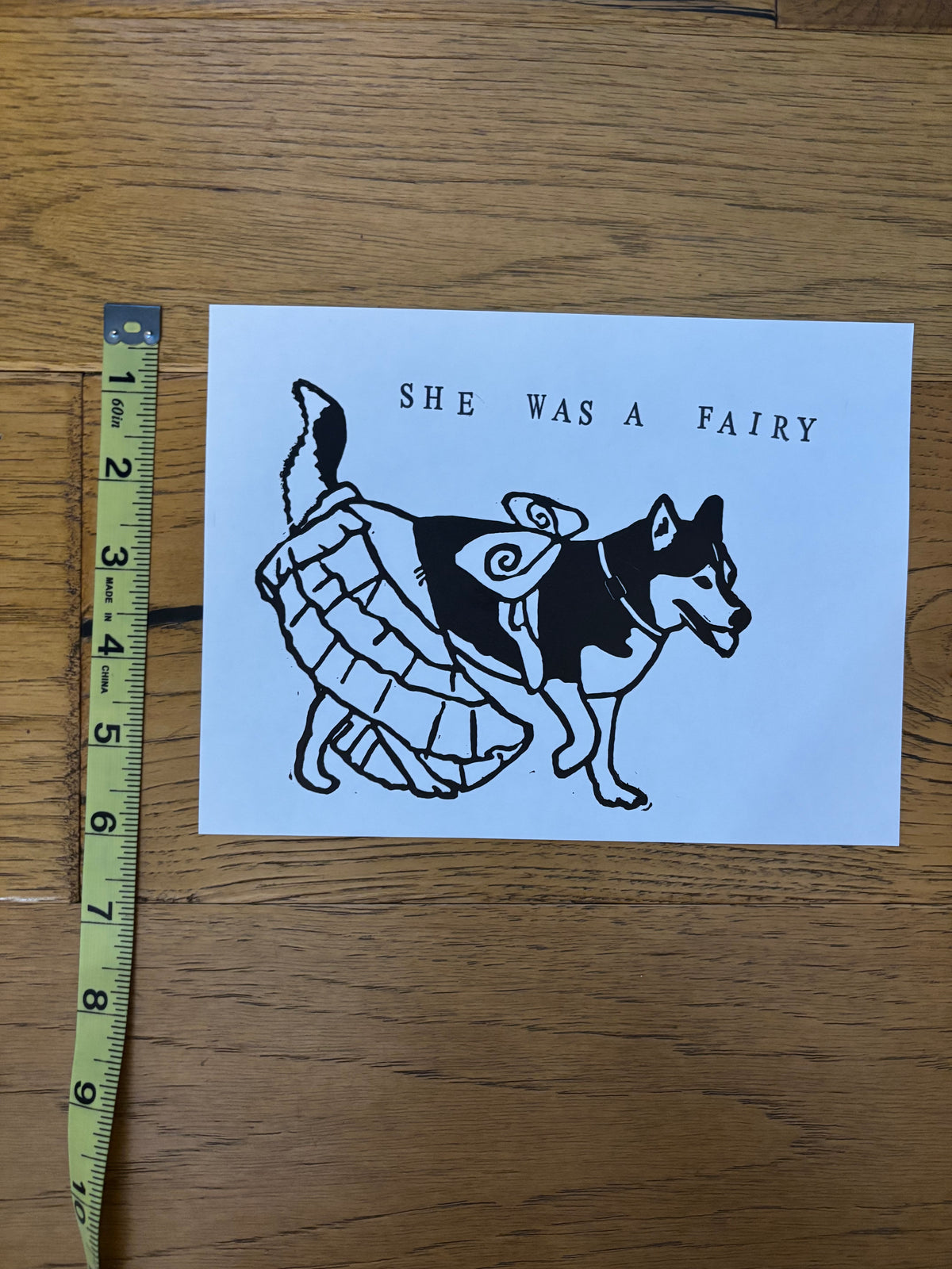 Husky Fairy Linocut Print