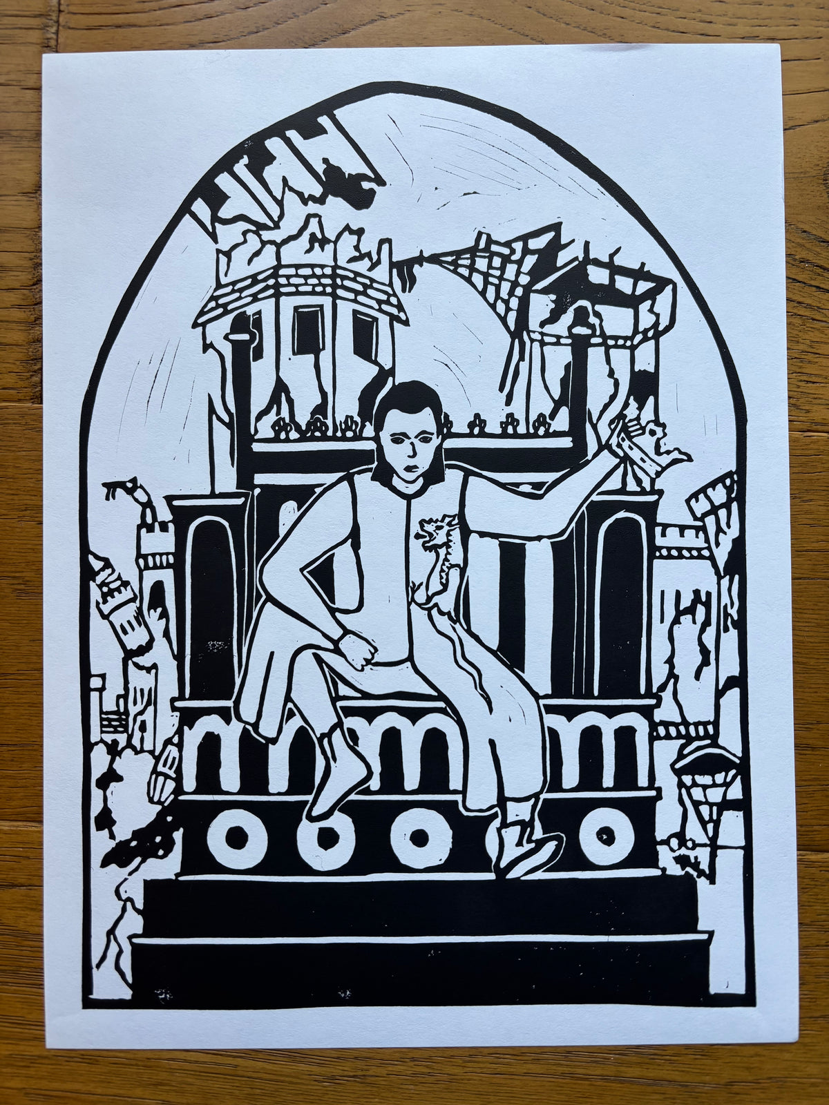 Mordred and the Fall of Camelot Linocut Print