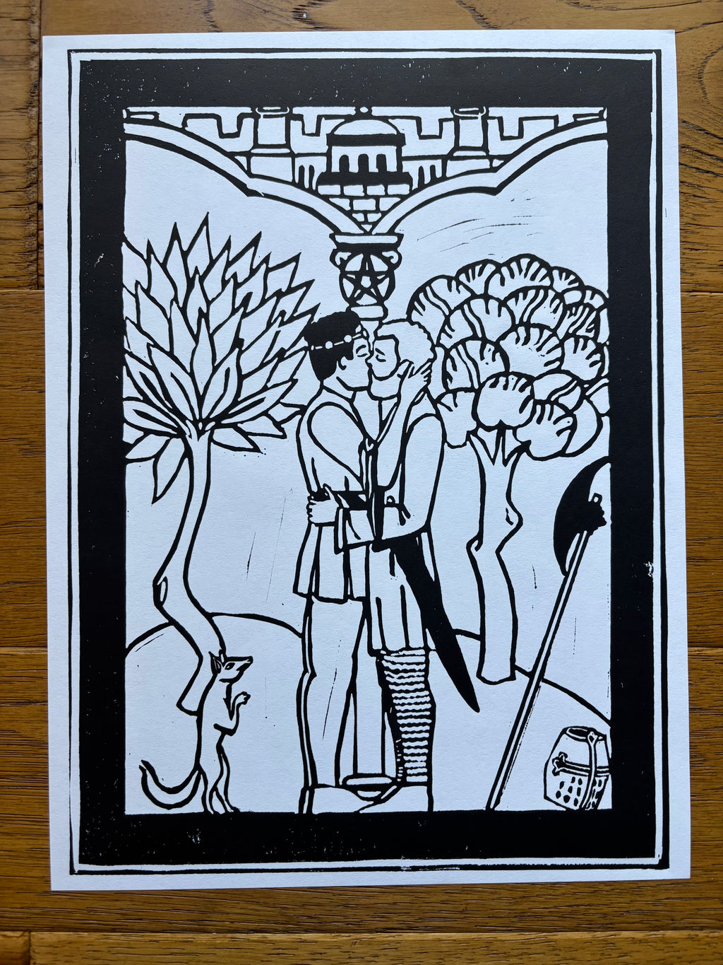 Gawain and the Green Knight Linocut Print