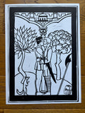 Gawain and the Green Knight Linocut Print