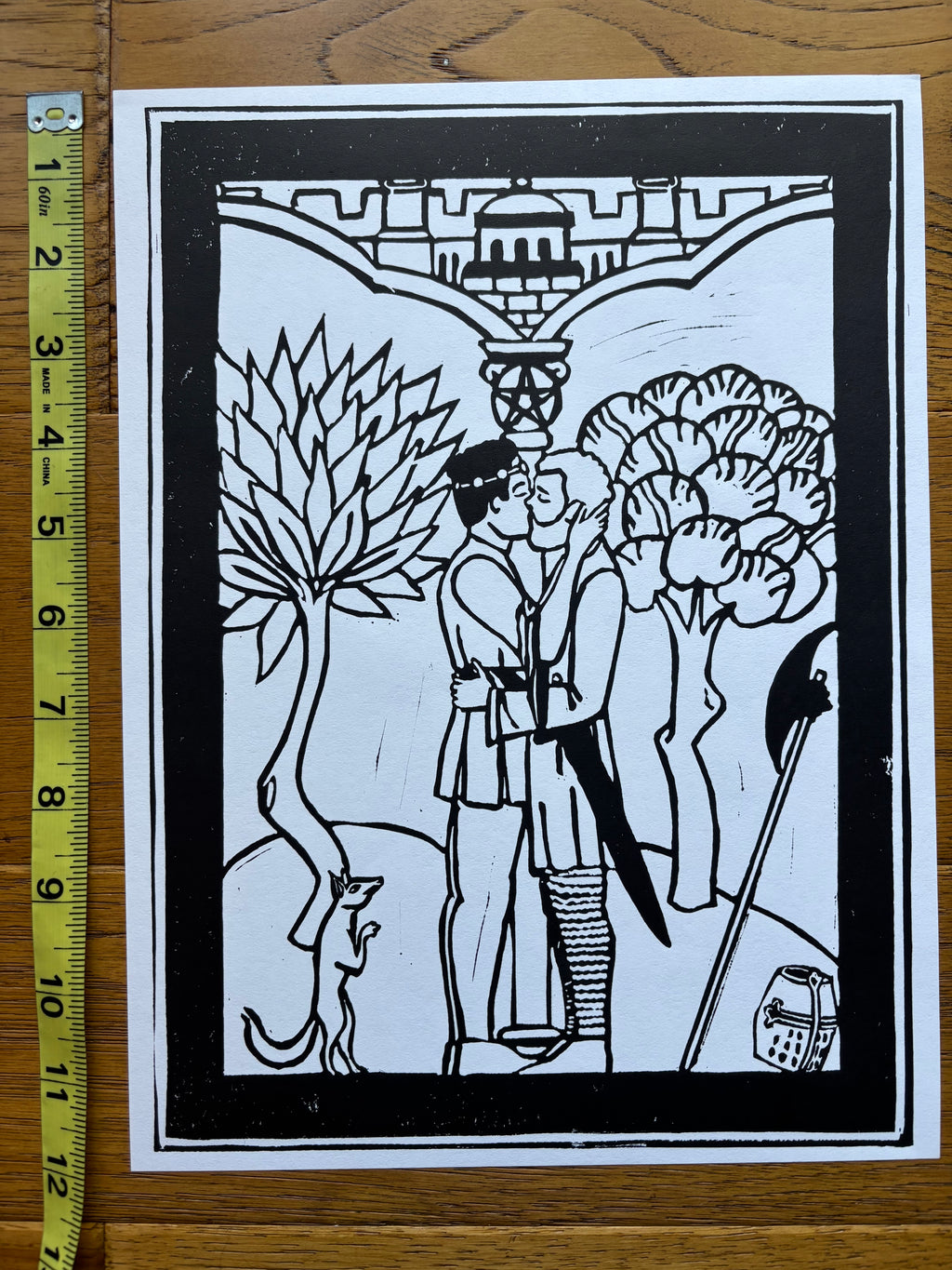 Gawain and the Green Knight Linocut Print