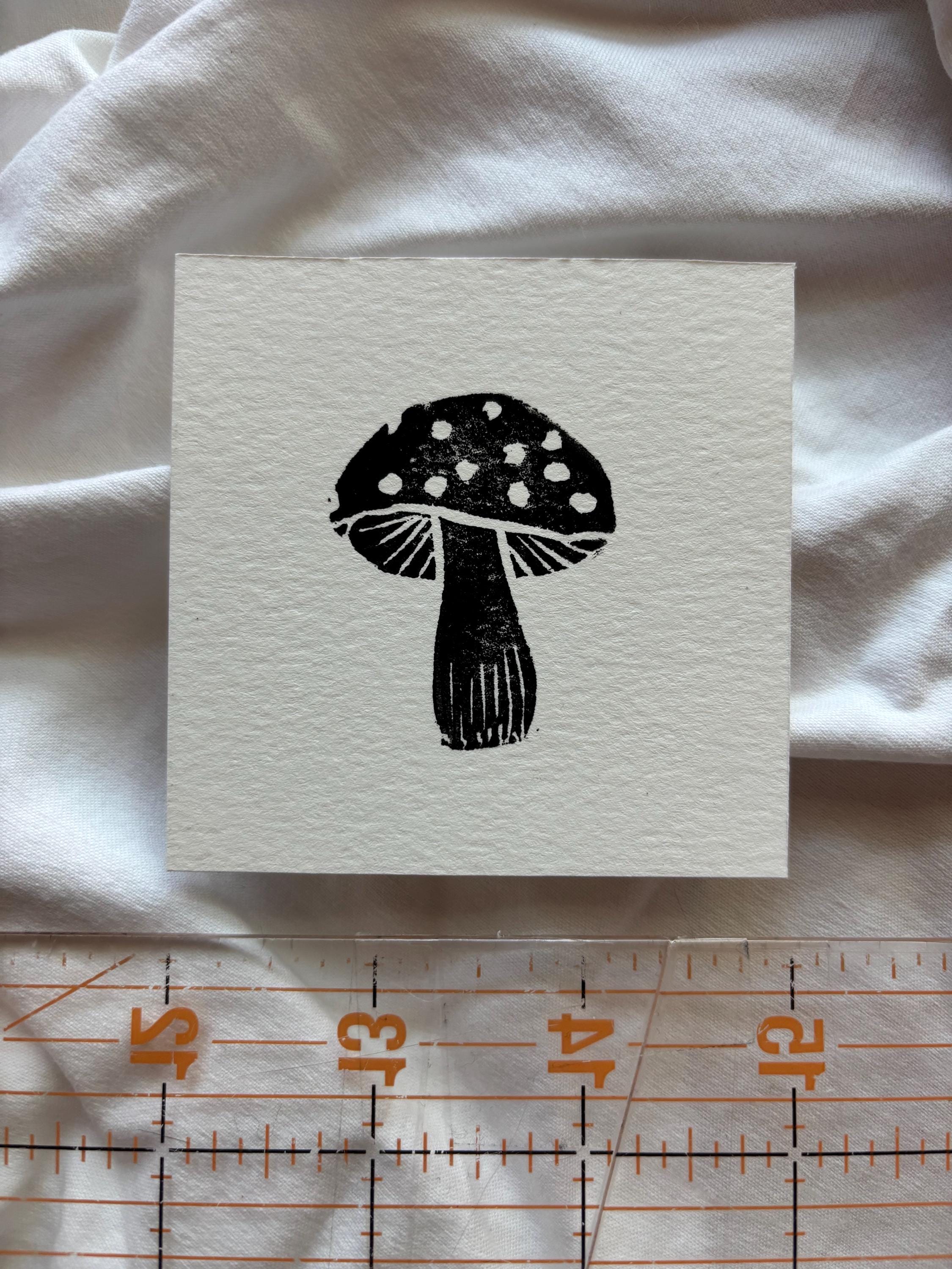 Set of hand carved block prints - mushroom, tractor, snake, chicken, spider, bat