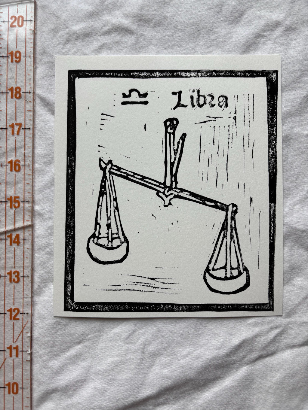 Libra hand carved block print