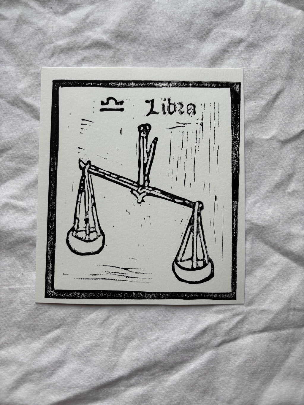 Libra hand carved block print
