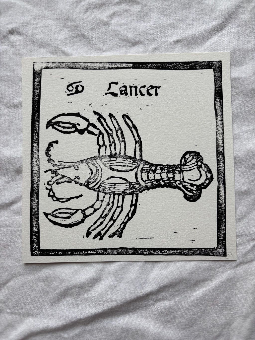 Cancer hand carved block print
