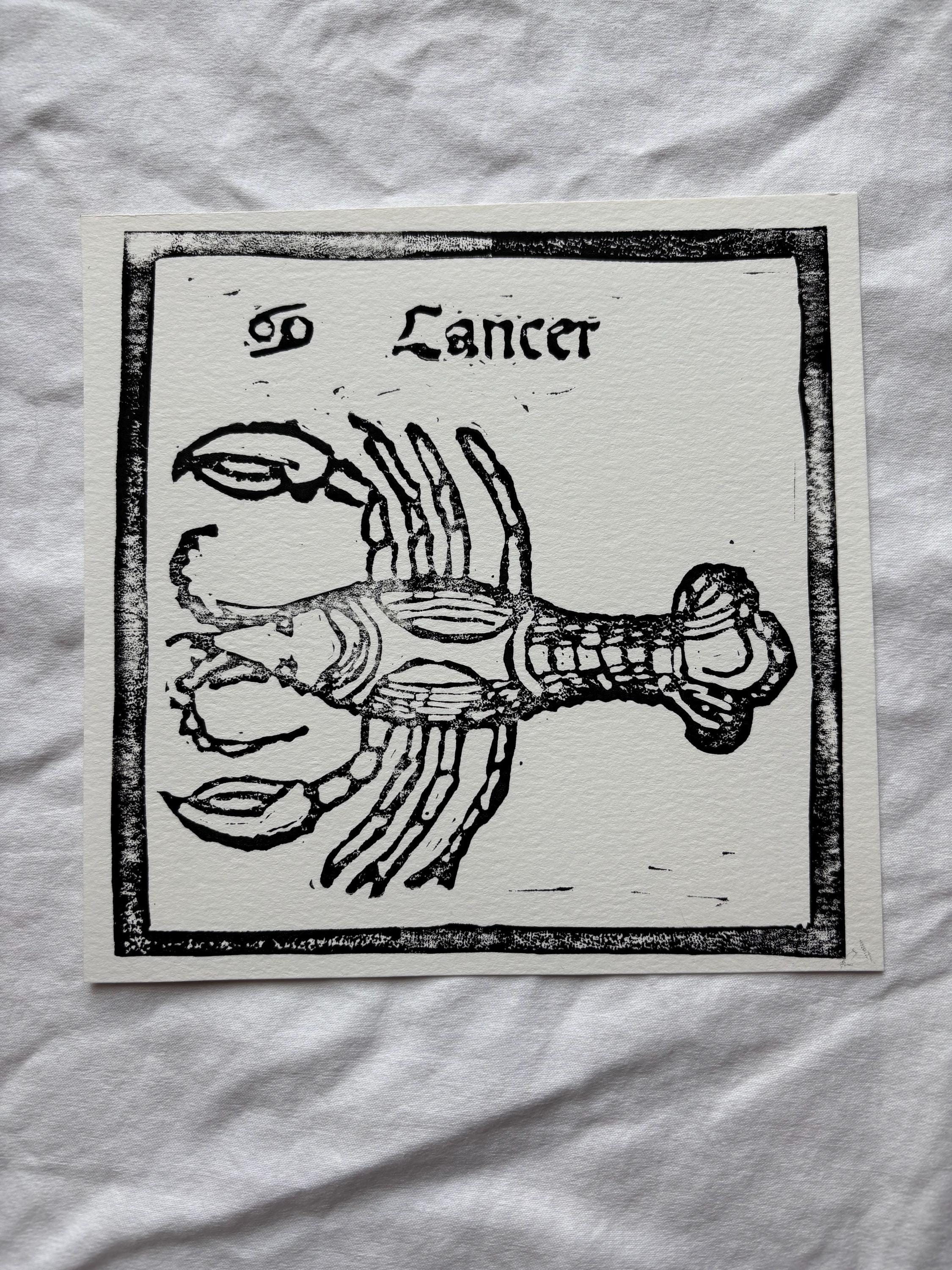 Cancer hand carved block print