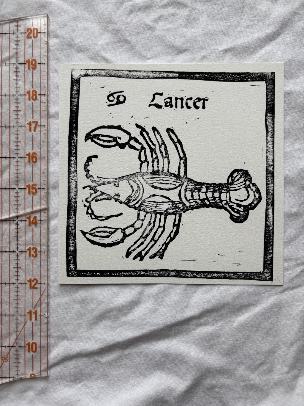 Cancer hand carved block print