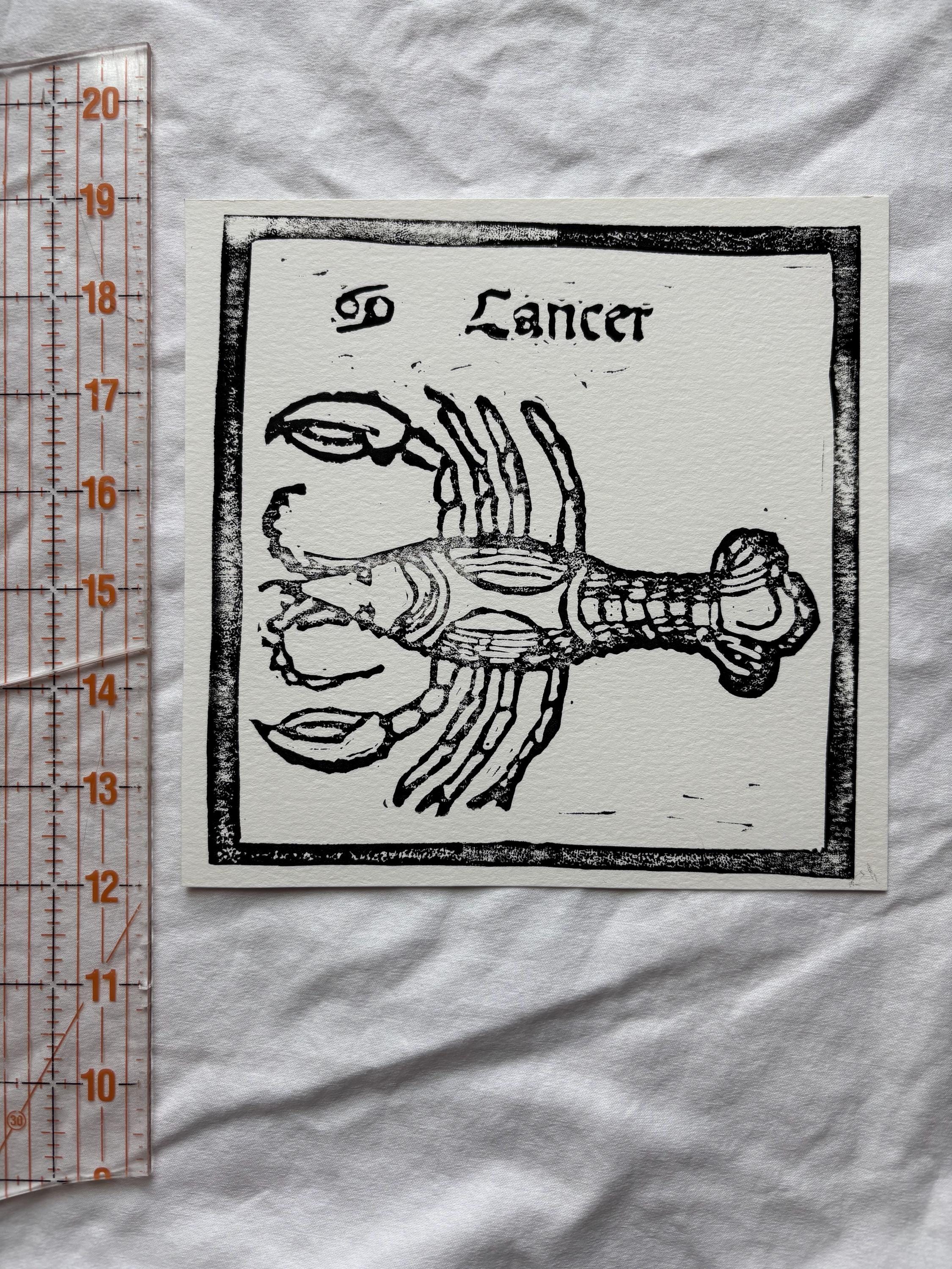 Cancer hand carved block print
