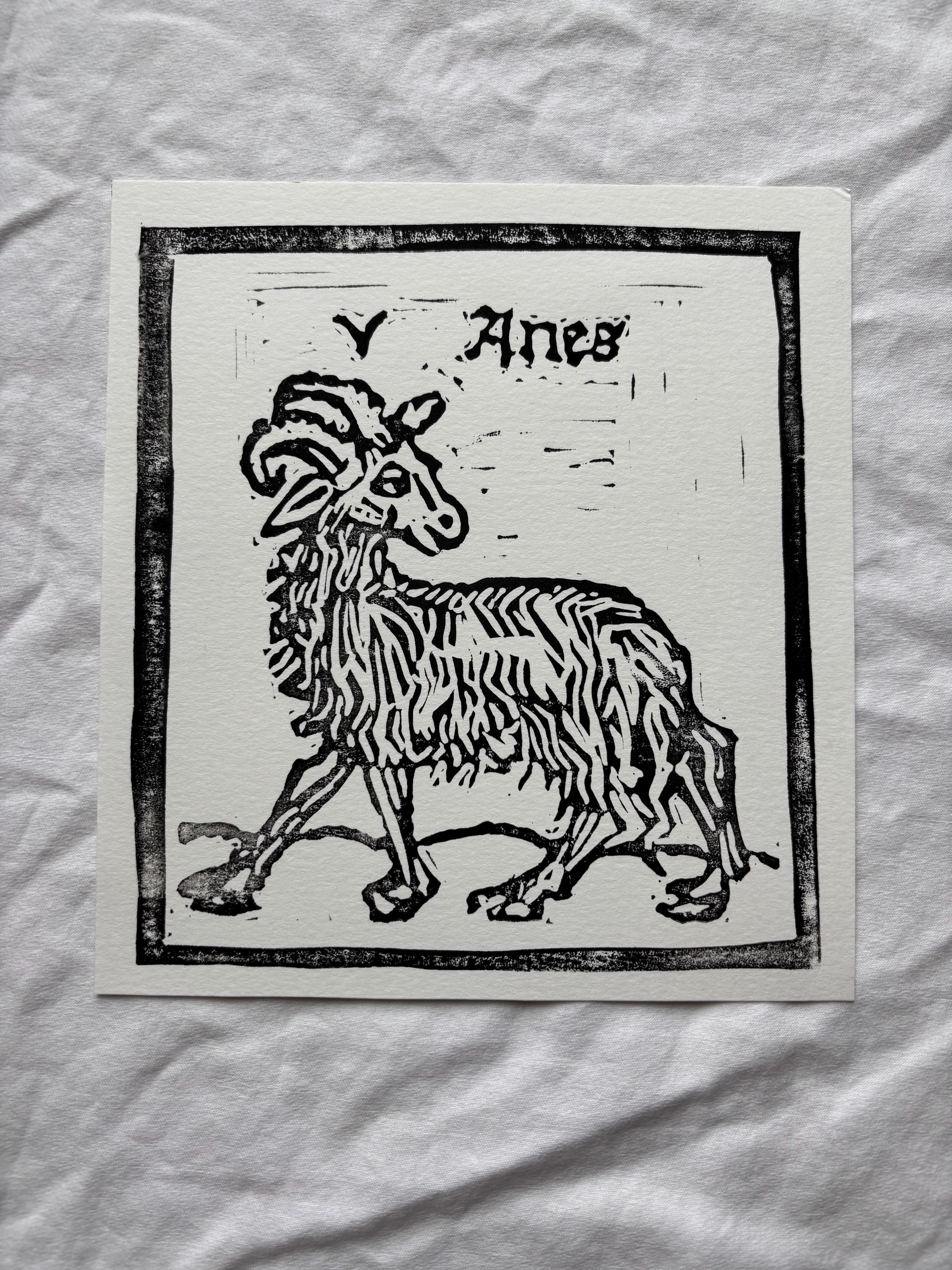 Aries hand carved block print