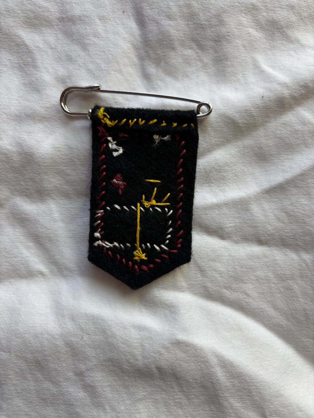 Hand embroidered moth pin