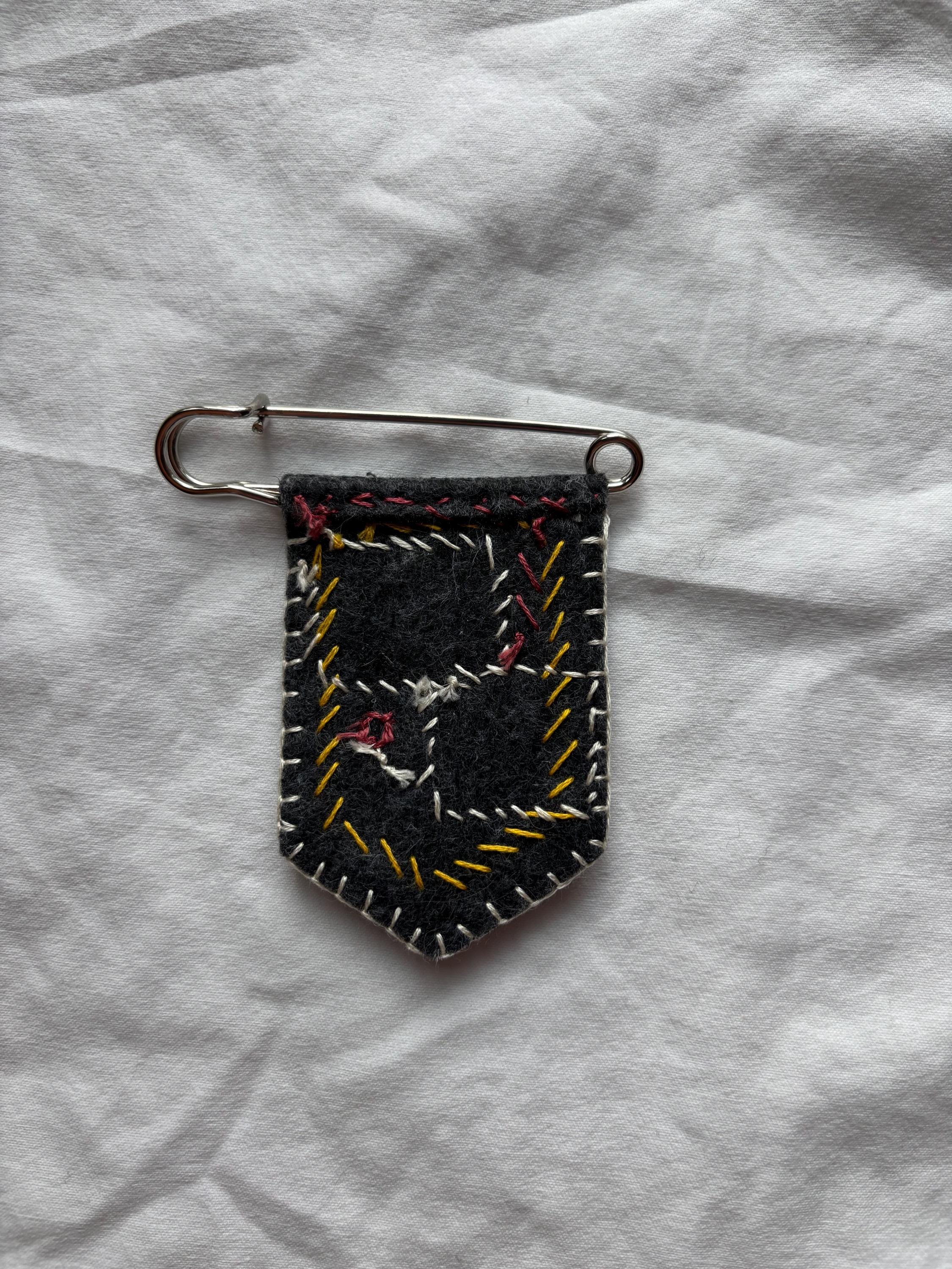 Handmade vampire bat pronoun pin - customizable pronouns
