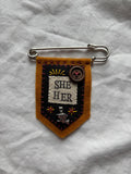 Handmade witch pronoun pin - customizable pronouns