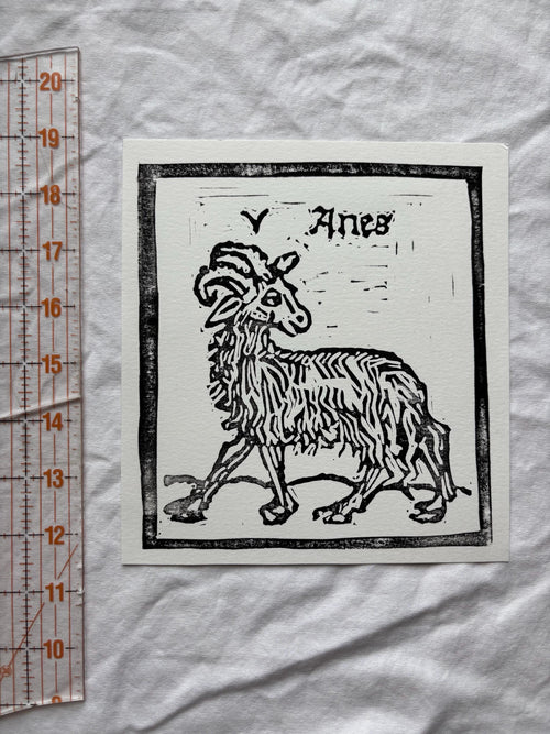 Aries hand carved block print