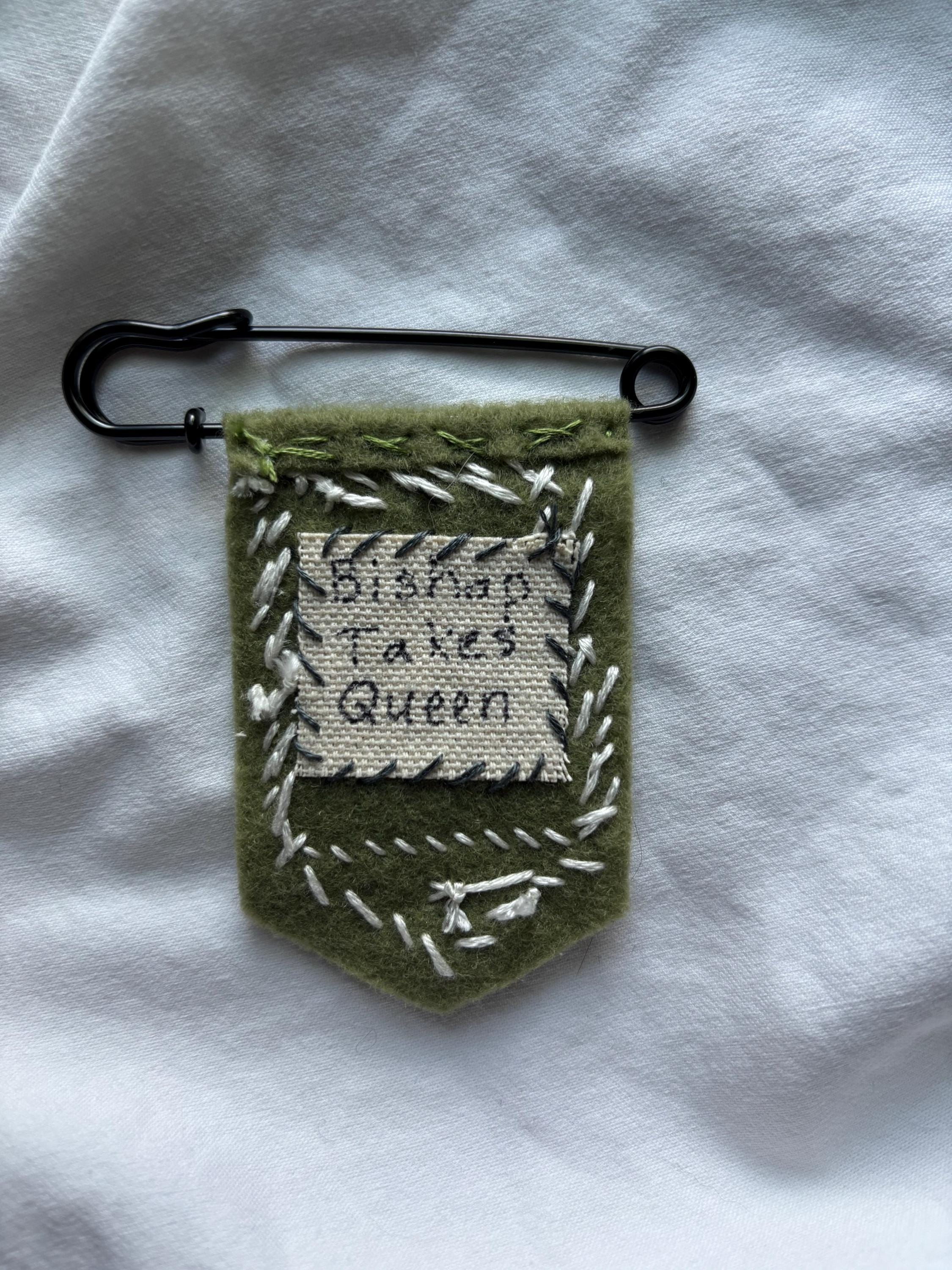 Handmade opossum pronoun pin - customizable pronouns