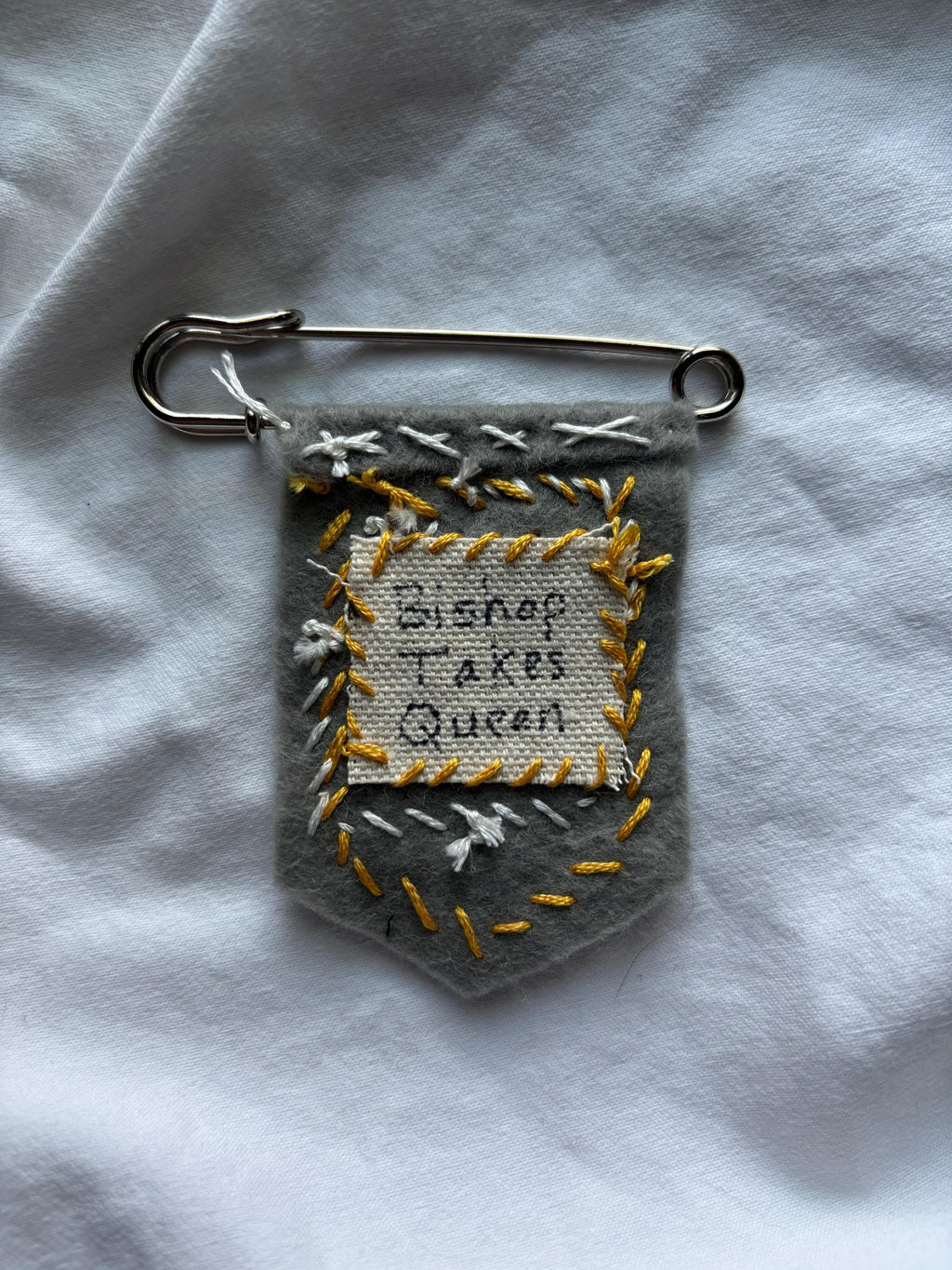 Handmade tortoise pronoun pin - customizable pronouns