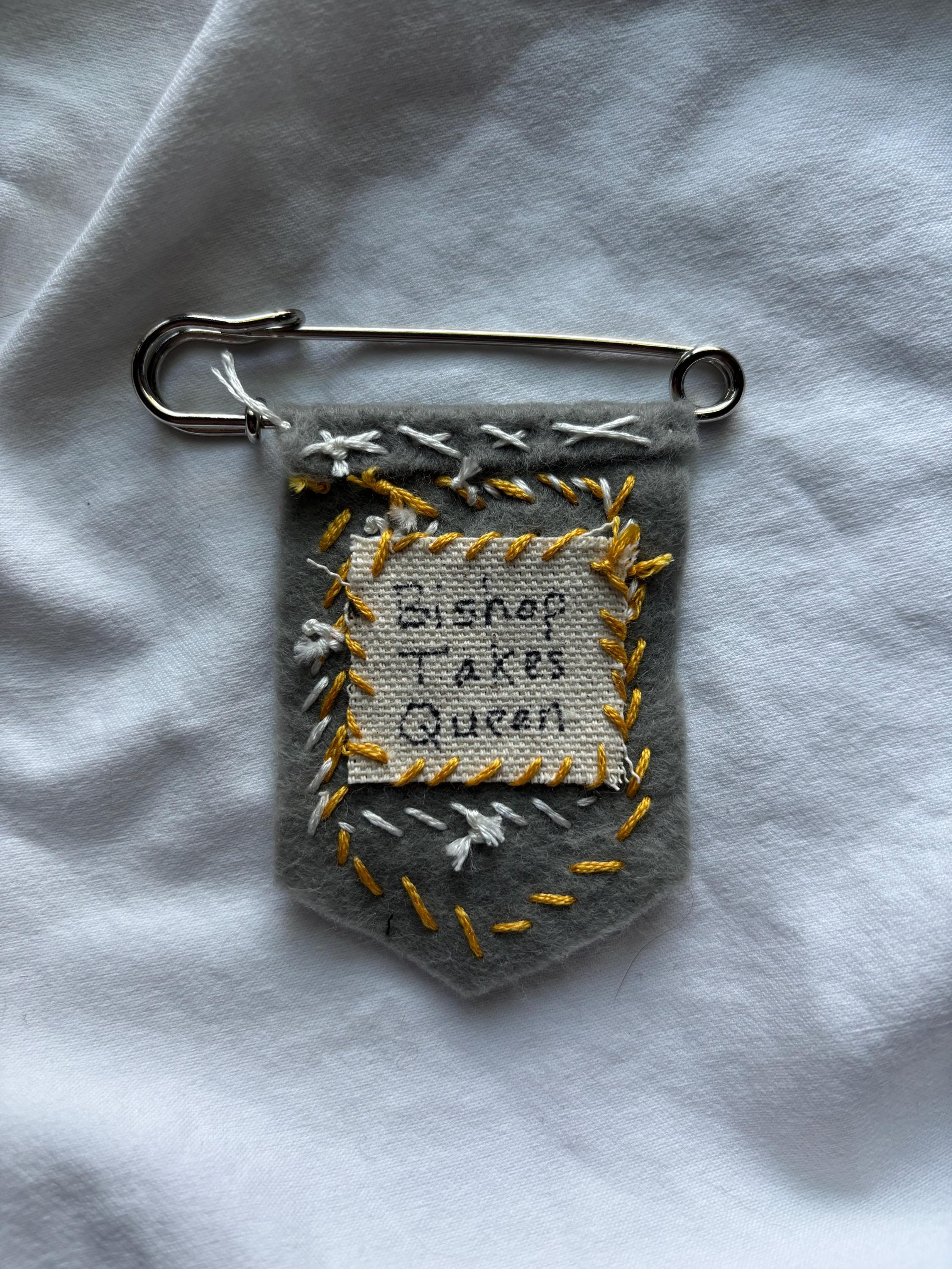Handmade tortoise pronoun pin - customizable pronouns