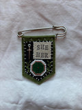 Handmade hobbit pronoun pin - customizable pronouns