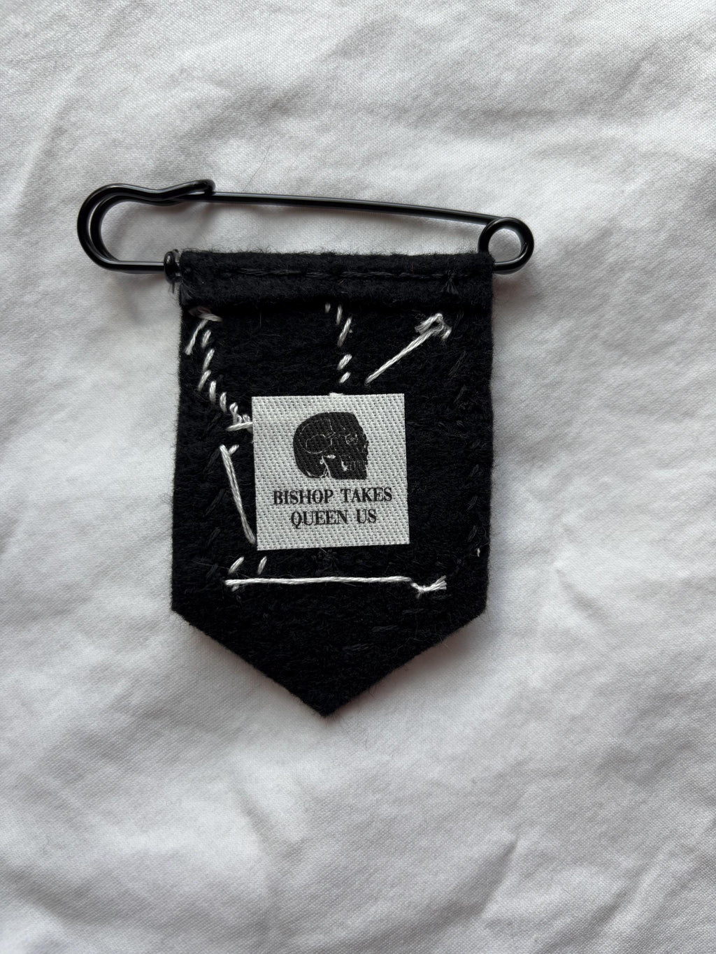 Handmade wolf pronoun pin - customizable pronouns